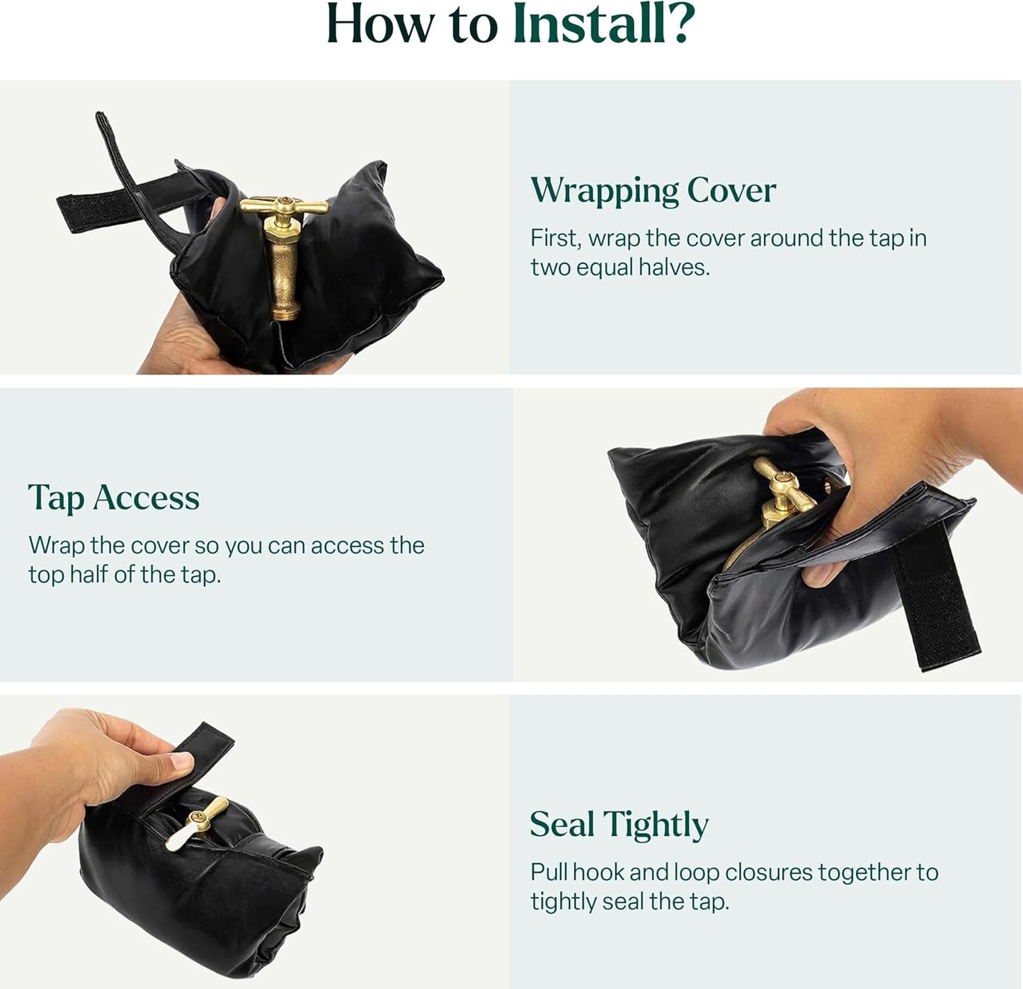 2Pcs Outdoor Faucet Covers for Winter Freeze Protection-Black PU Material | 10.2" H x 7.1" W,Outside Garden Faucet Socks for Winter Waterproof Freeze Miser,Reusable Hose Bibs Insulated Spigot Cover