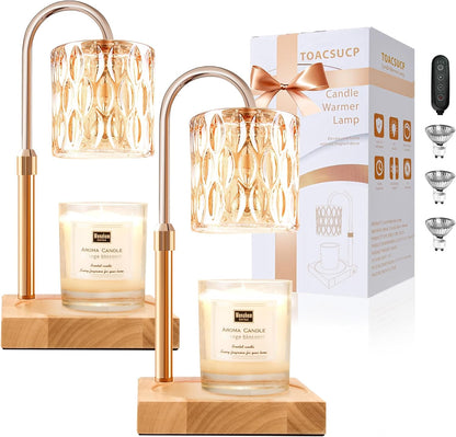 Candle Warmer Lamp with 3 Bulbs, Adjustable Height Dimmable Candle Warmer with Timer, Candle Lamp with Charming Gift Box Ribbon,Birthday Gifts for Women Mom, House Warming Gifts New Home Decor