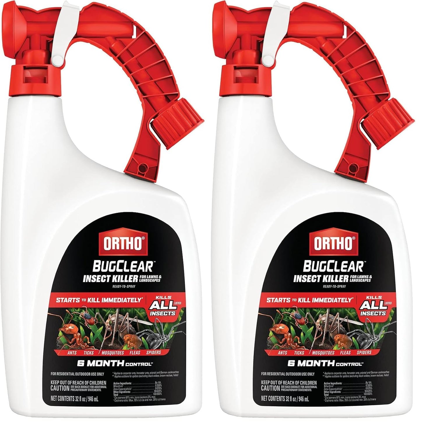Ortho BugClear Insect Killer for Lawns & Landscapes Ready to Spray - Hose-End Applicator, Outdoor Bug Spray, Kills Mosquitoes, Ants, Spiders, and More, 32 fl. oz.