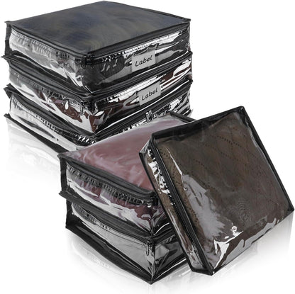 Clear Zippered Storage Bags Plastic Sweater Storage Bags with Zipper 6 Packs Clothing Organizer for Blankets Linen Sweater Bed Sheet Quilt Clothes Pillow (15.7 x 13.8 x 3.9 Inch, White)