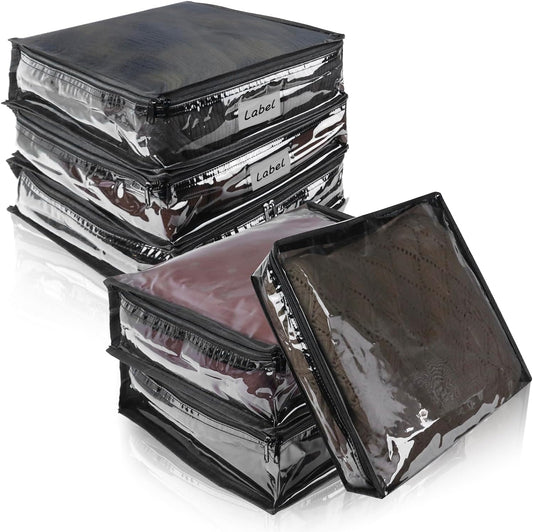 Clear Zippered Storage Bags Plastic Sweater Storage Bags with Zipper 6 Packs Clothing Organizer for Blankets Linen Sweater Bed Sheet Quilt Clothes Pillow (15.7 x 13.8 x 3.9 Inch, White)