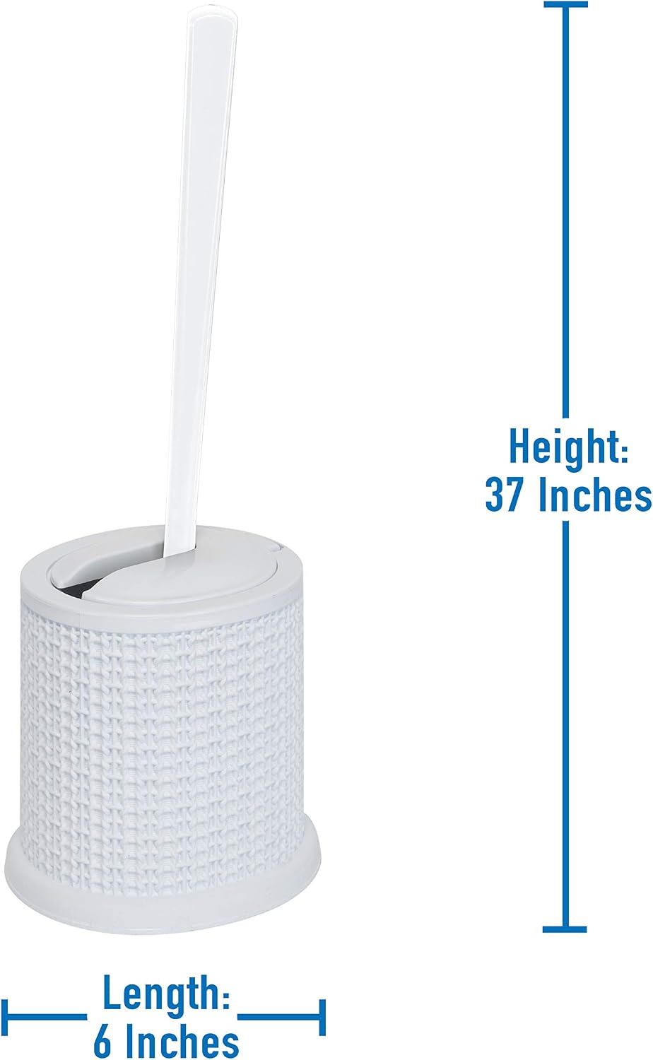 Bath Bliss Self Closing Lid Toilet Brush with Rim Scrubber | Dimensions: 5. 9" x 5. 3" x 15. 4" | Self Closing | 360 Degree Bristle | Bathroom Cleaning | Separate Rim Scrubber | White