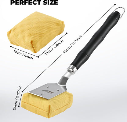 Grill Brush Bristle Free for Outdoor Grill, Steam BBQ Grill Cleaner Brush with Scraper, 1 Replaceable Cleaning Head, Grilling Accessories for Cast Iron, Stainless-Steel Grates, Porcelain