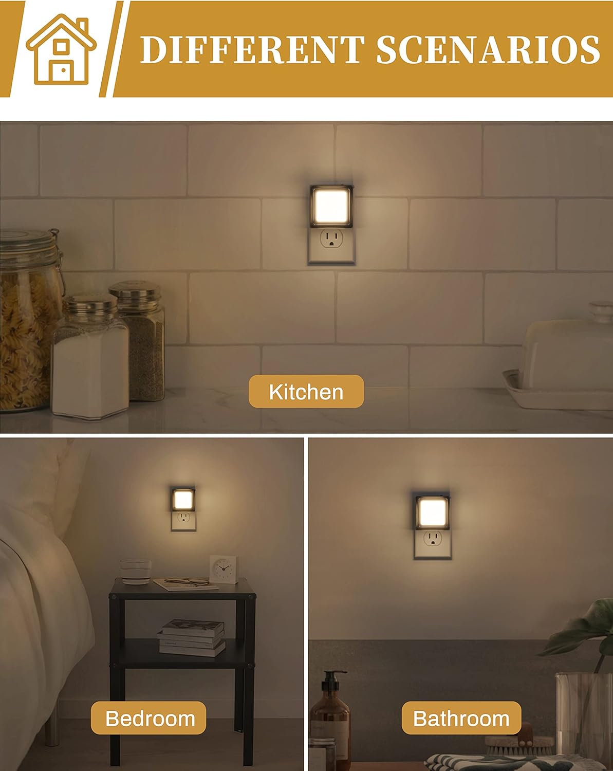 DORESshop LED Night Light, Night Lights Plug Into Wall [2 Pack] with Dusk-to-Dawn Sensor, Dimmable Nightlights, Adjustable Brightness for Bathroom, Hallway, Bedroom,Kids Room,Stairway,Soft White