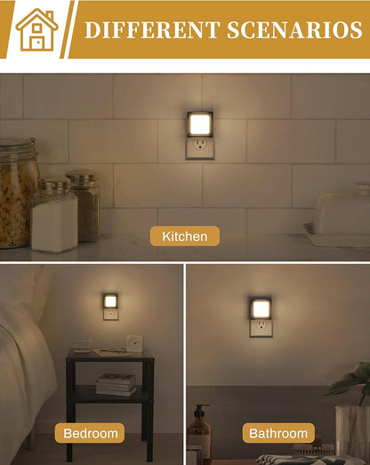 DORESshop LED Night Light, Night Lights Plug Into Wall [2 Pack] with Dusk-to-Dawn Sensor, Dimmable Nightlights, Adjustable Brightness for Bathroom, Hallway, Bedroom,Kids Room,Stairway,Soft White
