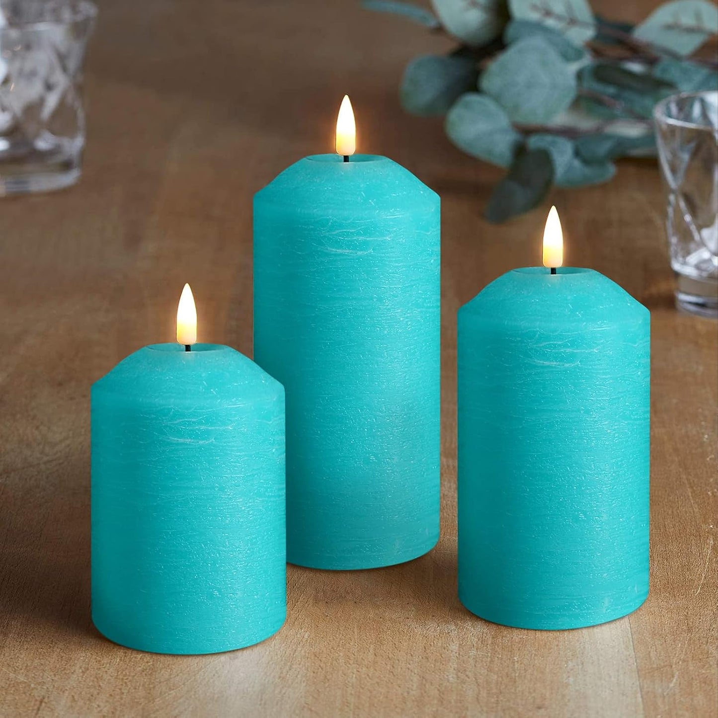 Eywamage White Flameless Pillar Candles with Remote, Flickering LED Candles Battery Powered Real Wax Set of 3