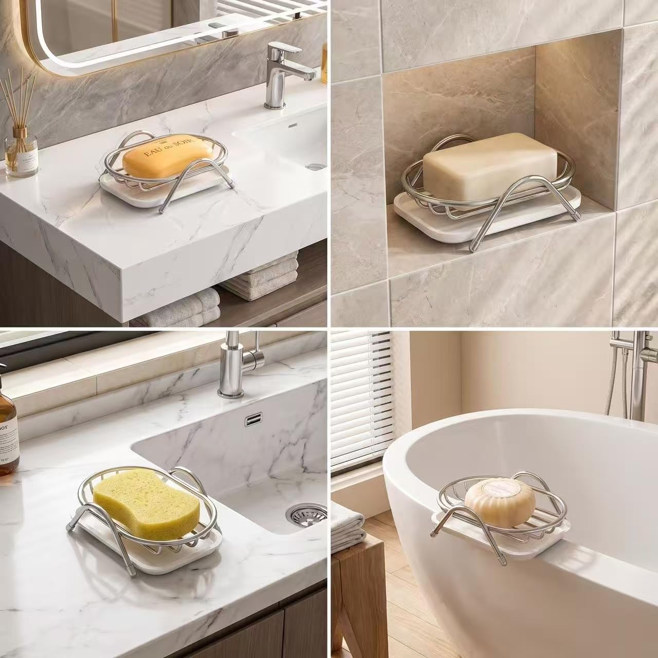 Soap Dish for Shower Bar Soap Holder Self-Draining Shower & Kitchen Sink Organizer