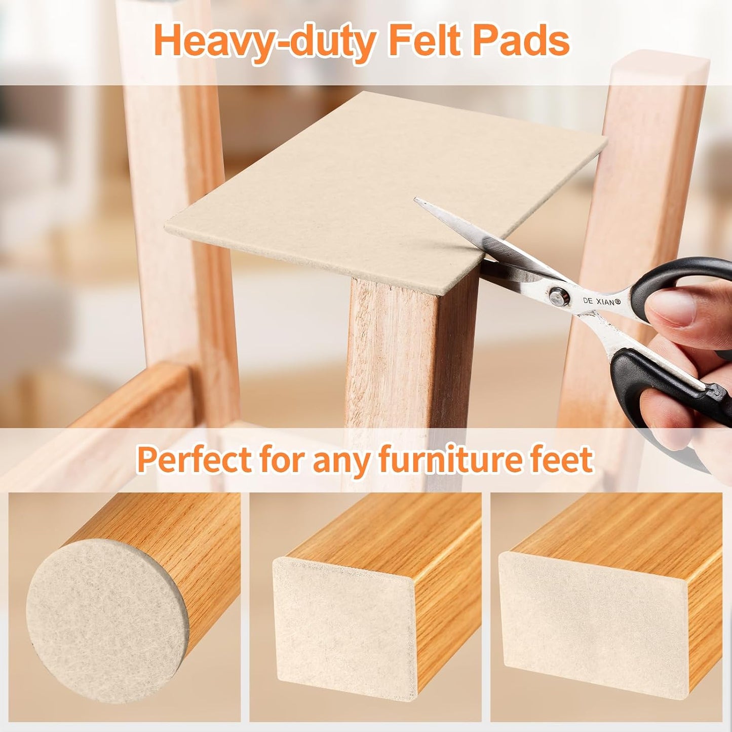 Felt Furniture Pads 300 Pieces, Furniture Pads for Hardwood Floors, Felt Pads for Chair Legs Furniture, Floor Protectors for Furniture Black