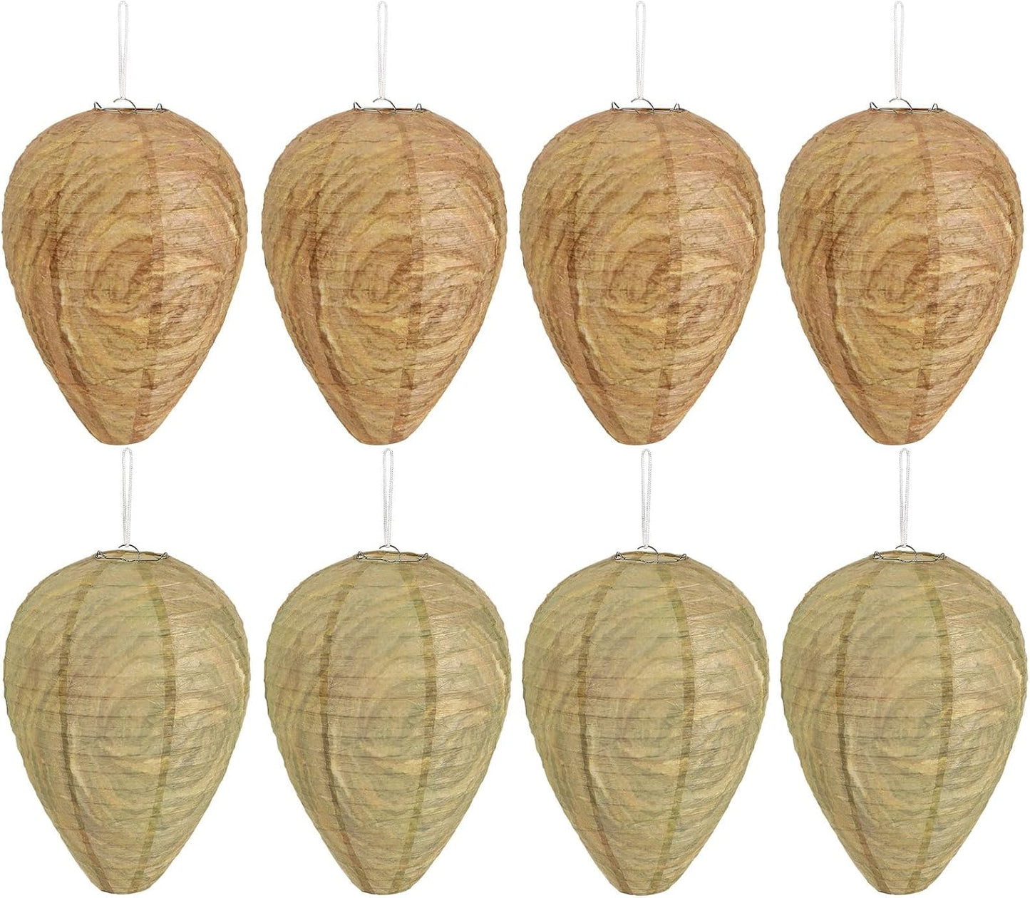 DECYOOL 8 Pack Paper Wasp Nest Decoy Hanging Wasp Deterrent for Wasps Hornets Yellow Jackets