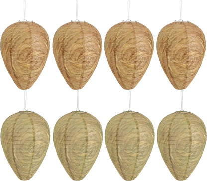 DECYOOL 8 Pack Paper Wasp Nest Decoy Hanging Wasp Deterrent for Wasps Hornets Yellow Jackets