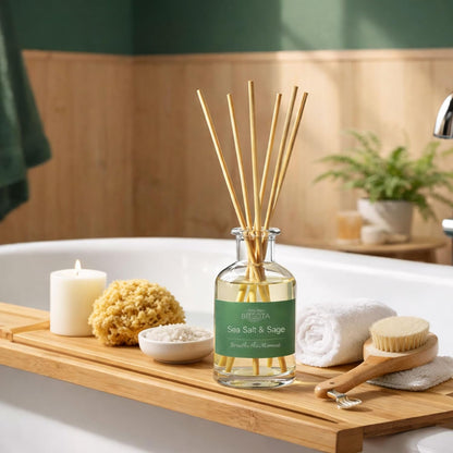 Natural Reed Diffuser Set, Fresh Lemon 3.52 oz (100ml) Scented Diffuser with Sticks Home Fragrance Reed Diffuser for Bathroom Shelf Decor, Ideal Gift for Woman