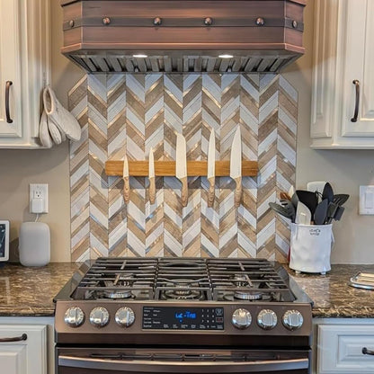 Yipscazo 10-Sheet Herringbone Backsplash Peel and Stick Tile, Polished White PVC Stick on Backsplash for Kitchen, Waterproof Self Adhesive Wall Tile for Bathroom