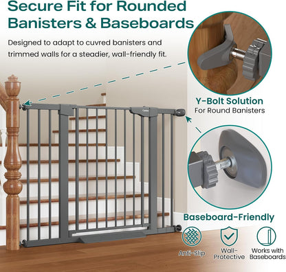 Cumbor 30-46" Baby Gate for Stairs, Mom's Choice Awards Winner-Auto Close Dog Gate for The House, Gifts for Mom, Easy Install Pressure Mounted Pet Gates for Doorways, Black