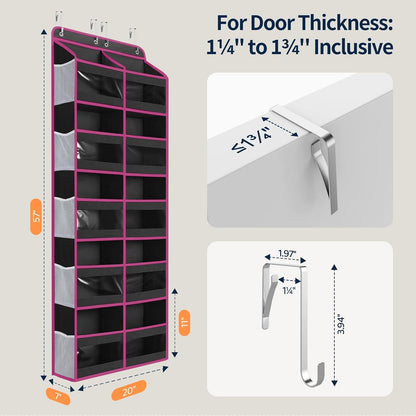 Yecaye 5-Tier Over The Door Organizer Dual-Column, 80lbs Load Over The Door Storage of 10 Compartments, Heavy Duty Door Organizer Hanging for Bedroom Closet Dorm Bathroom Pantry, Grey 1 Pack