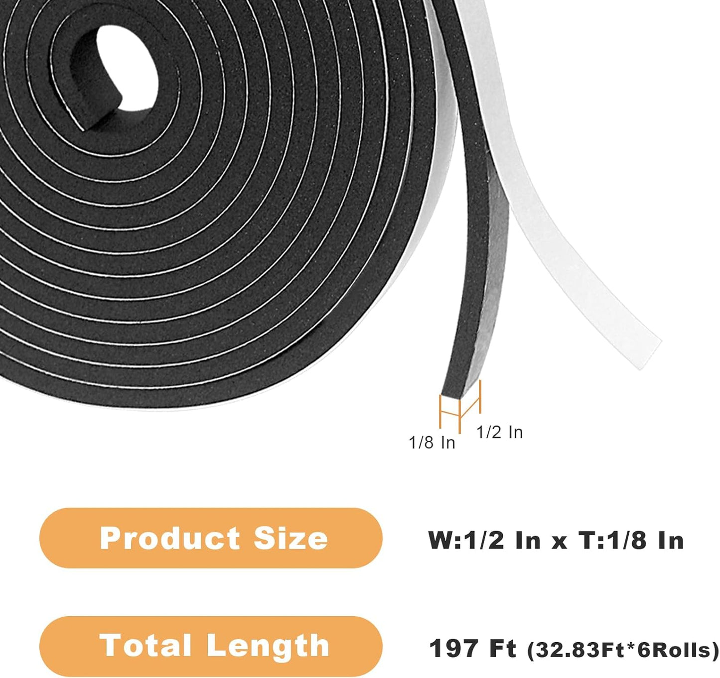 Weather Stripping Door Seal Strip for Doors and Windows, 1In x 1/8In x 33Ft x 2 Roll Foam Insulation Tape Self Adhesive,Sound Proof,Weatherstrip,Pipe Cooling, Air Conditioning Seal Strip - Colors B