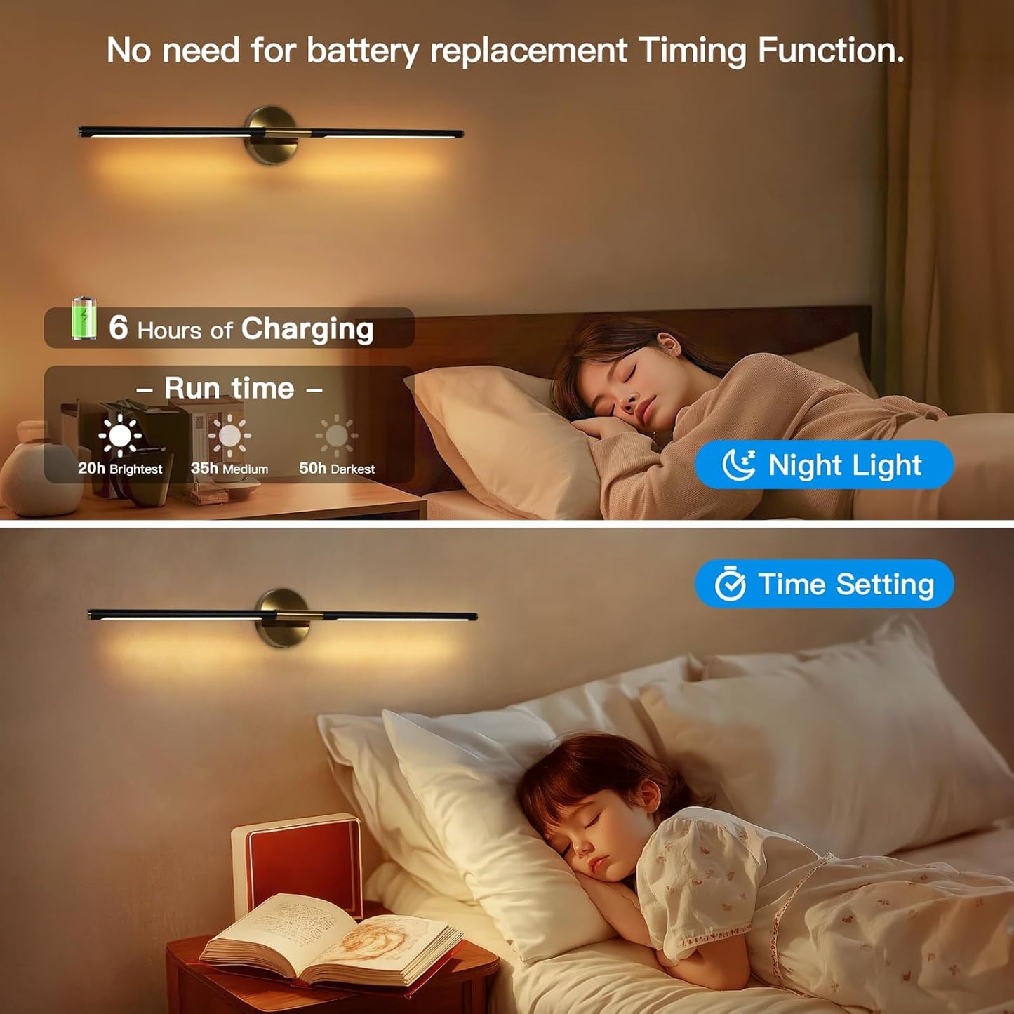 TaoFiaCo Battery Operated Wall Sconces Set of Two,Rechargeable Wall Sconces Set of 2 with Remote Control Dimmable Wall Light Decor for Living Room, Bathroom for, 24 Inch, Gold