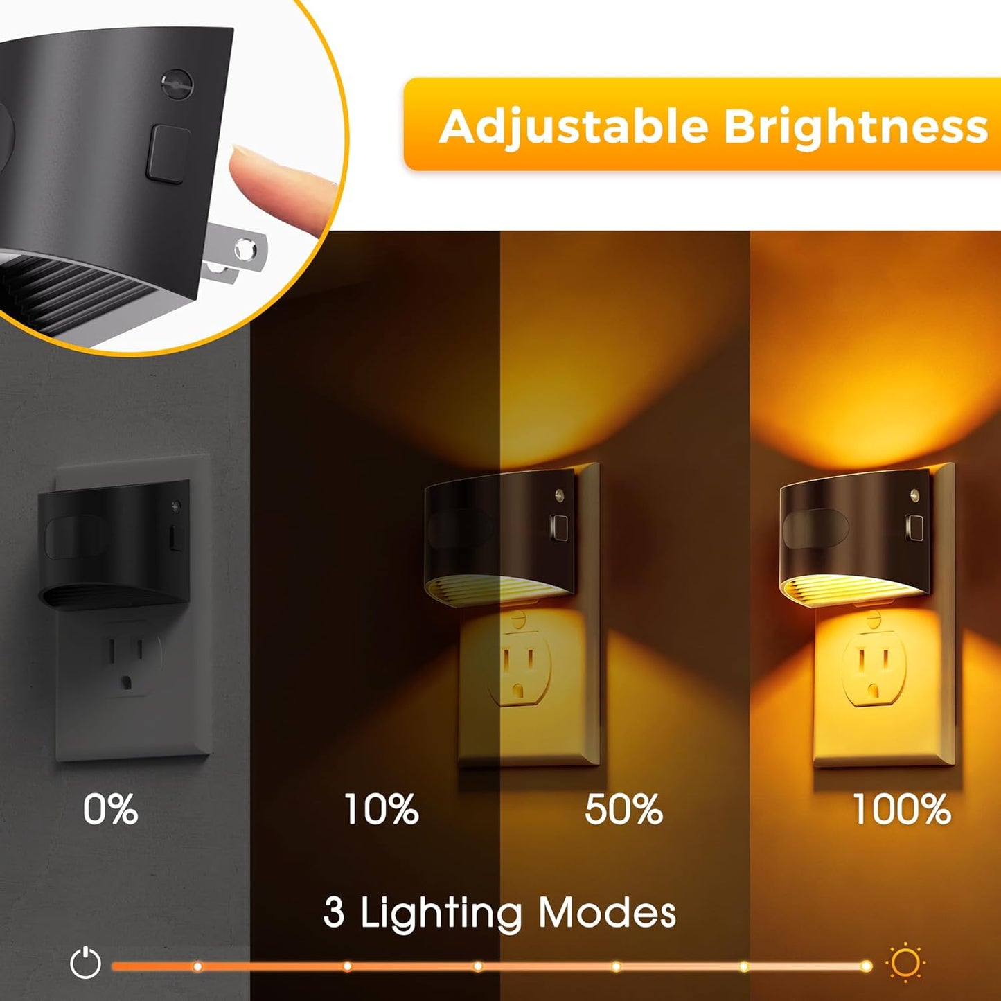 L LOHAS LED Night Light with Motion Sensor & Dusk to Dawn Sensor, Night Lights Plug into Wall with 30-100lm Adjustable Brightness, Motion Activated Night Light, 3000K Soft White, 2 Pack