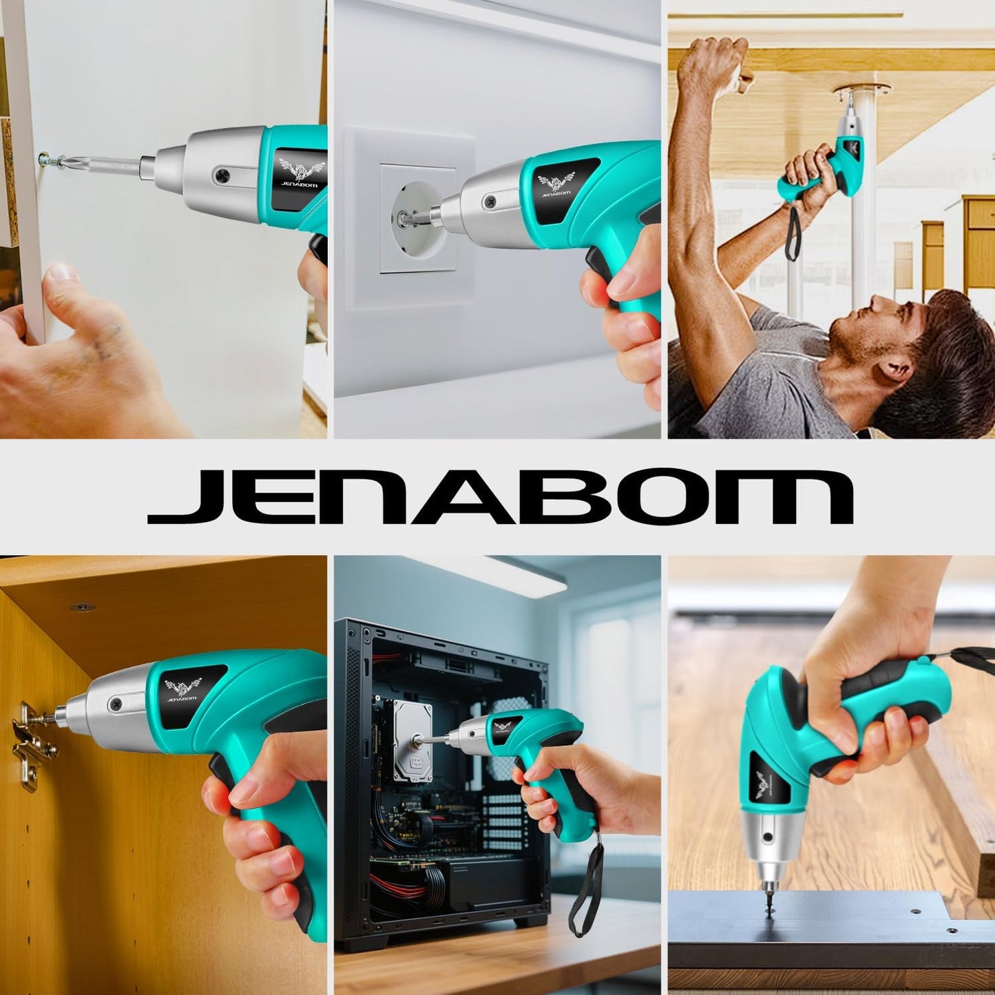 JENABOM Pink 3.6V USB Cordless Electric Screwdriver & Household Tool Kit | Power Screwdriver and Hand Tools in a Compact Box Case for Small Repair and Maintenance- Ideal Housewarming Gift, 112Pcs