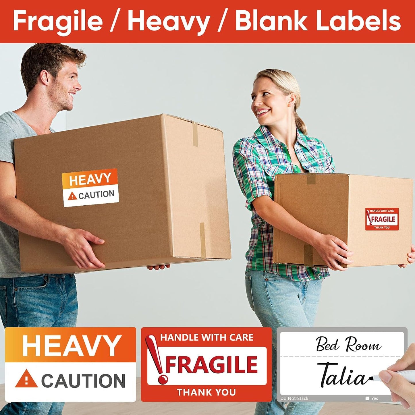 6 x 4 in Large Moving Labels for Boxes, Home Moving Packing Color Coded Stickers Supplies Labels with Writable Notes Areas, Fragile Blank Moving Boxes Stickers 160pcs