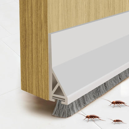Door Sweep for Bottom of Door, 39.2" L Integrated Design with Brush, Self Adhesive Under Door Draft Stopper for Bottom of Door, Door Seal Dust/Noise/Hot or Cold Air Insulation, White 2" W