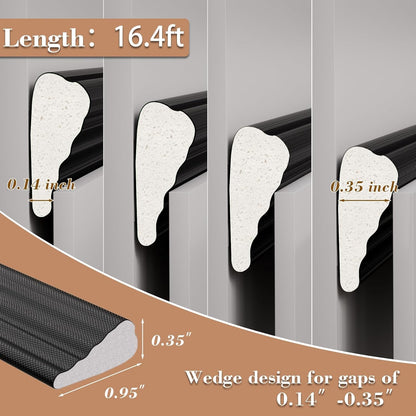 16.4 Ft Weather Stripping Door Seal Strip,Self-Adhesive Foam Weather Strip for Window Door Insulation,Soundproofing Weatherstripping for Windows Gap Filler,Wedge Window Sealer Tape for Winter,Black