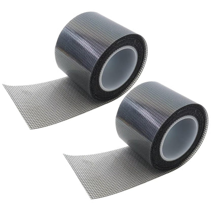 GRABOTE 2 Pack Window Screen Repair Kit 16.5FT 3-Layer Strong Adhesive & Waterproof Tape Fiberglass Covering mesh-Screen Door Patch Repair Kit (Black)