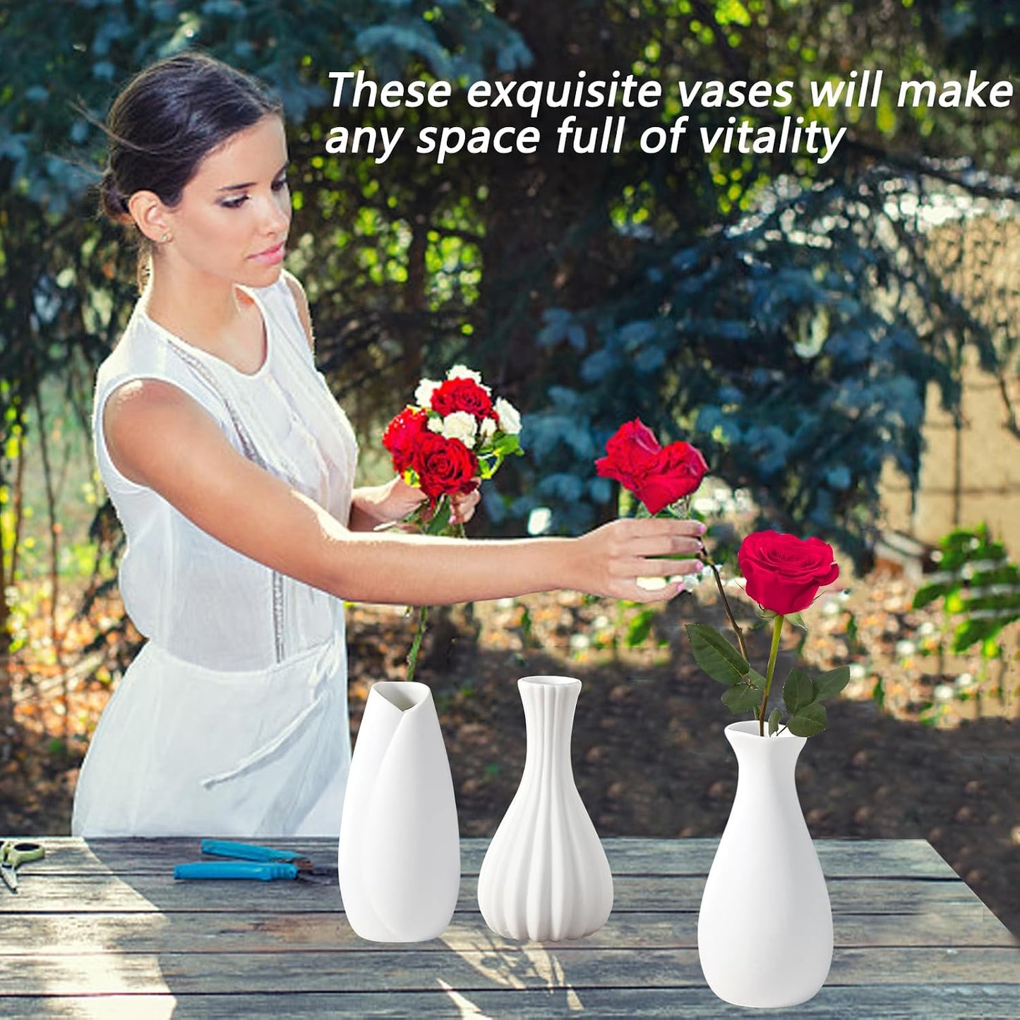 5'' White Ceramic Bud Vases Set of 10,Small Vases in Bulk for Flowers,Mini Vases for Centerpieces,Modern for Floral and Pampas Grass,Boho for Wedding,Party,Table Home Decor