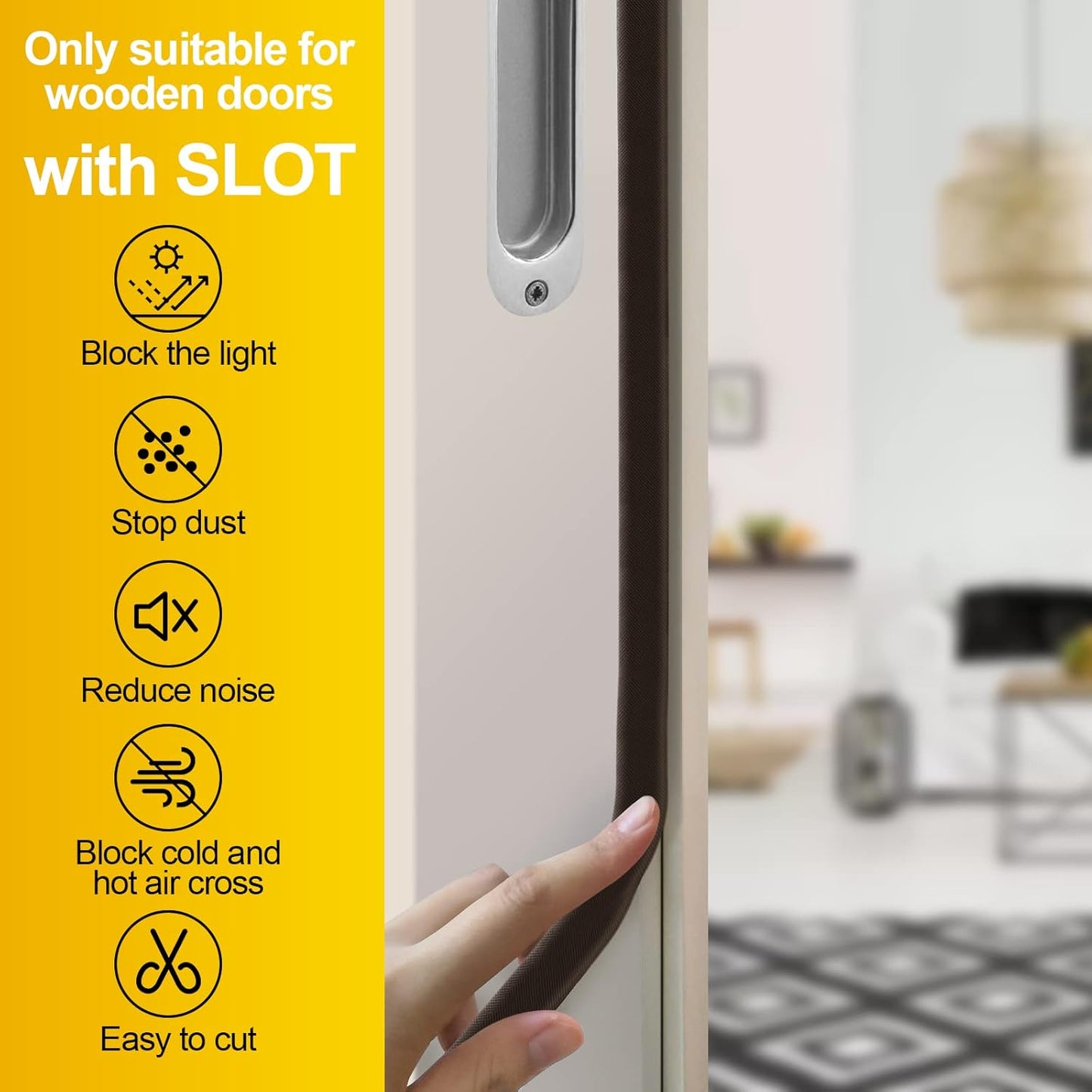 40FT Kerf V‑Shaped Weather Stripping Door Seal, Press‑in Seal for Pre‑Cut Slot Doors, Not Self‑Adhesive, Soundproof Draft Blocker for Exterior Front Doors, Fits Large Gaps, Easy DIY Install (White)