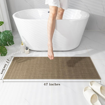 chakme Bathroom Rugs Mat 24x17, Ultra Thin Non Slip Bath Mat Small Quick Dry Absorbent Bath Mat for Bathroom Floor, (Dark Beige, 24"x17")