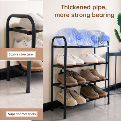 Gonfoam Shoe Rack for Closet, Expandable Shoe Organizer Storage Shelf, Adjustable Metal Free Standing Small Closet Shoe Rack for Entryway, Doorway (2-Tier Black)
