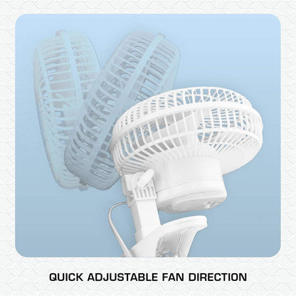 Hurricane Classic 6 Inch Clip Fan, 2 Speed Portable Desk Table Fan with Tilt, White