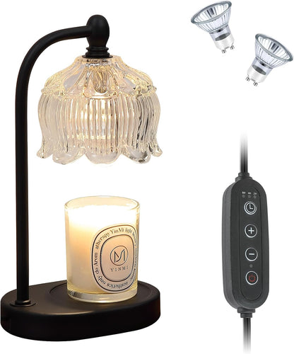 MEIXISUE Candle Warmer Lamp with Timer and Dimmer,Electric Gold Light Gifts for Women Melt Wax Warmer Lamp with 2 Bulbs for Candle Jars House Warming New Home Decor Bedroom