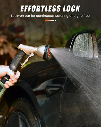 RAINPOINT Garden Hose Nozzle, 9 Spray Patterns Hose Sprayer Nozzle, Heavy Duty Metal Water Hose Nozzle, Adjustable Hand Sprayer, Watering Plants and Lawn, Pet Showering (Nozzle, Gray)