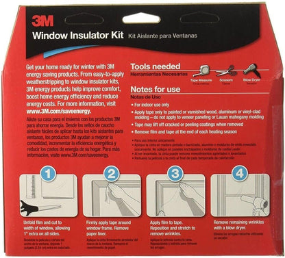 3M Indoor Window Insulation, Insulator Kit for 1 Window 6'-8" x 19.5' ft, Keeps Cold Air Out and Warm Air In, Includes Heat Shrink Window Film and Scotch Window Film Mounting Tape (2149W-6)