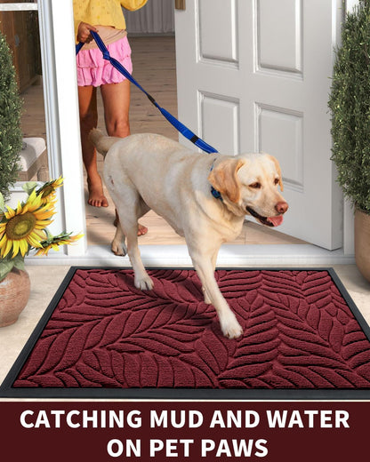 Yimobra Front Door Mat Outdoor Indoor, 29.5x17 All-Season Waterproof Door Mat Outside Entrance, All-Weather Non-Slip Outside Doormat for Garage Patio Entryway, Brown