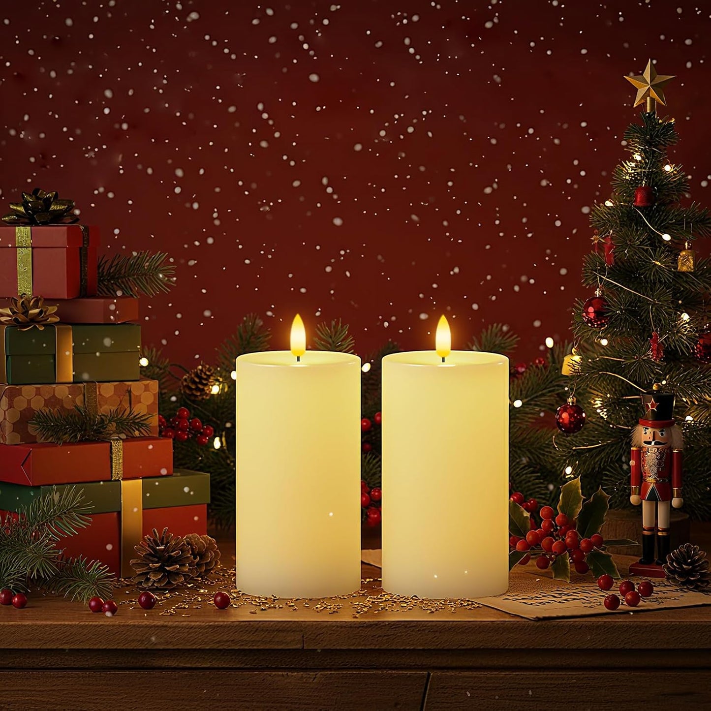 Homemory White Flameless Candles Battery Operated with Remote Timer, 3x3 Real Wax LED Pillar Candle for Home Fireplace Bedroom Living Room Party, Set of 3