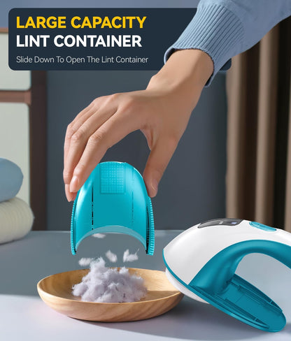 Rechargeable Fabric Shaver and Lint Remover, 3-Speed Adjustable Sweater Shaver with 6-Leaf Replaceable Stainless Steel Blades, 2.6Inch Large Mesh, Removable Bin for Clothes Fuzz, Lint, Pills, Bobbles