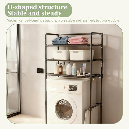 Over The Washer Storage Shelf – Laundry Room Vertical Organizer, Over Washer Shelf with Dual Color Choices (Black/White)(Black)
