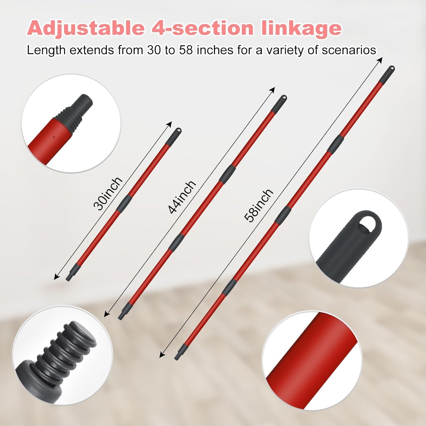 Mop Handle Mop Replace Heads and Mop Base Brush Replacement for O Cedar EasyWring 1-Tank System Include 3 Spin Mop Replacement Head, 4-Section Mop Handles, 1 Base and 1 Scrub Brush Combo