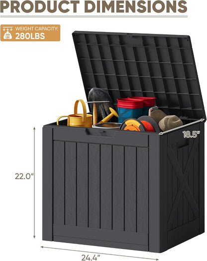 JUMMICO 31 Gallon Resin Deck Box Waterproof Indoor Outdoor Storage Boxes for Patio Furniture Cushions and Garden Tools (Brown)