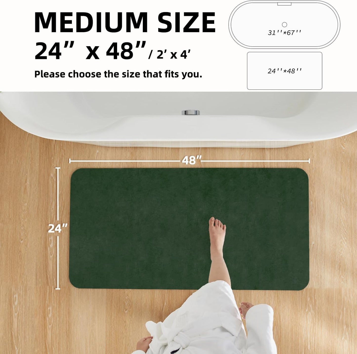TYUU Bath Mat, Bathroom Rugs Non Slip Washable Thin Absorbent Quick Dry Bath Mat Fits Under Door Bathroom Floor Mat Perfect for Bath, Shower, or Sink 16"x24" Dark Grey