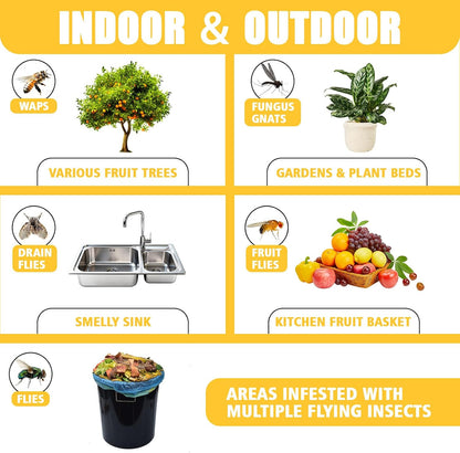 Upgraded Sticky Hanging Ball with Base, osseph Sticky Fruit Fly Trap Balls | Physical Odorless Insect Catcher with 360°, Waterproof Hanging Bug Traps for Indoor Outdoor Garden Fruit Trees (Yellow)