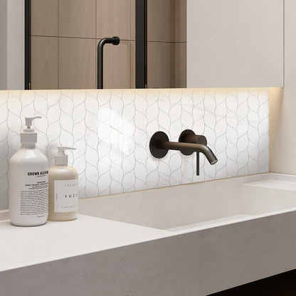 Tilingview 10-Sheet Peel and Stick Backsplash Tile for Kitchen, Self-Adhesive Mosaic Glossy Leaf Stick on Wall Tile with Gaps (Leaf Beige)