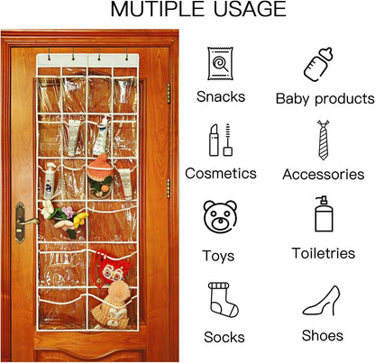Extra Large Hanging Crystal Clear Over Door Shoe Organizers, Closet Shoe Organizer Shoe Rack Organizer Shoe Storage, 12+6Pockets, 4Hooks, white (59"x 21.6")