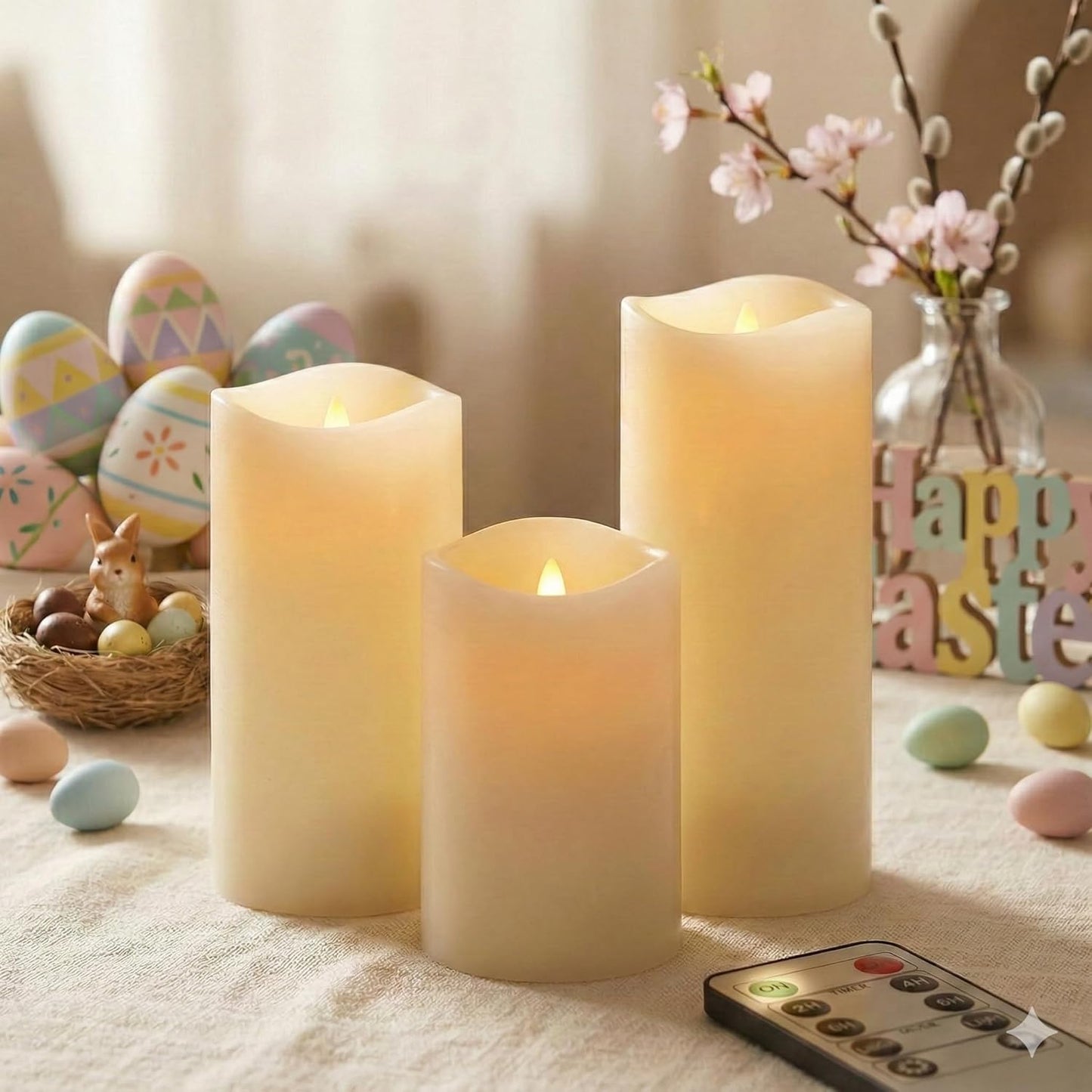 Set of 24 Slim Outdoor LED Candles, Battery Operated Flickering Fake Candles with 10-Key Timers for Patio & Porch Decor, 2.2 Inch Diameter Waterproof Resin Pillars for Large Events & Sconces (White)