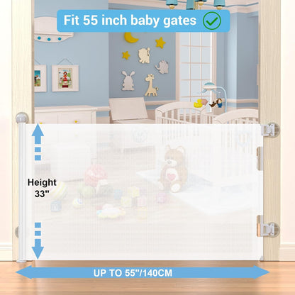 HAMOPY Retractable Baby Gate, 33" Tall, Extends up to 55" Wide, Durable Auto-Lock Baby Gates for Stairs, Mesh Dog Gate and Child Safety Gates for Doorways, Hallways, Indoor, Outdoor(Black)