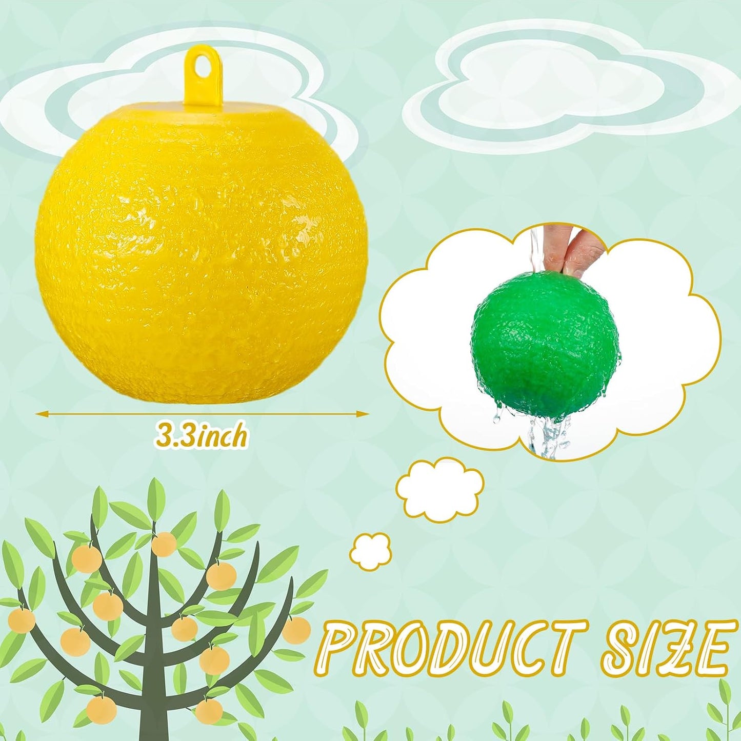 Qualirey 10 Pcs Sticky Fruit Fly Trap Ball Adhesive Fly Catching Ball Sticky Glue Fly Gnat Wasp Hornet Mosquito Bugs Flying Insects Trap Ball Traps (Yellow)