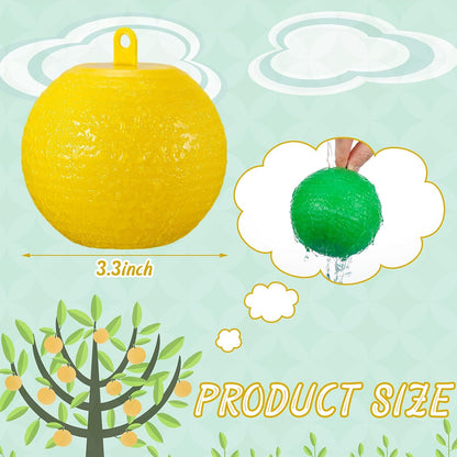 Qualirey 10 Pcs Sticky Fruit Fly Trap Ball Adhesive Fly Catching Ball Sticky Glue Fly Gnat Wasp Hornet Mosquito Bugs Flying Insects Trap Ball Traps (Yellow)