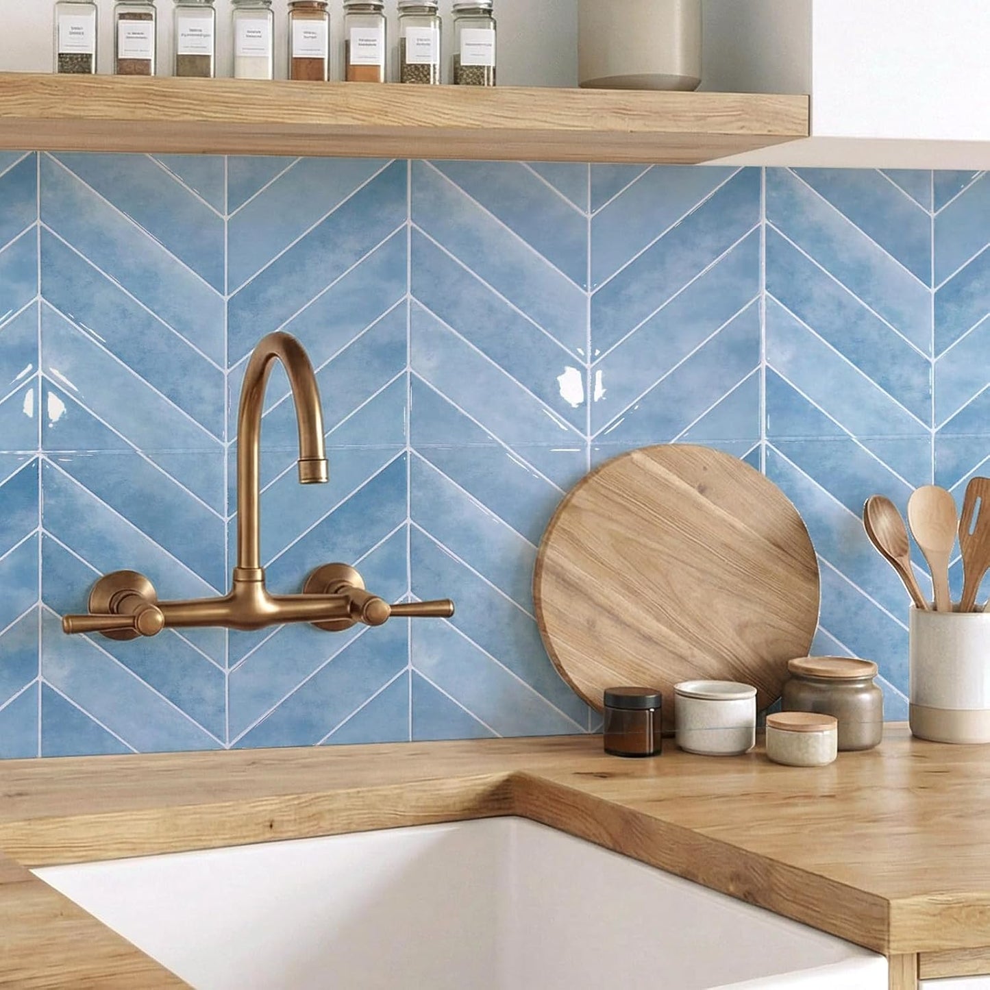 5 Sheets Peel and Stick Backsplash, Self Adhesive Wall Tiles, 3D Adhesive Tile Backsplash, 12"x12"Premium Self Adhesive Wall Tiles Peel and Stickfor Kitchen, Bathroom, RV(Spring Moss)