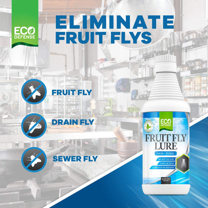 Eco Defense Fruit Fly Killer - Natural Fruit Fly Trap & Drain Fly Killer Treatment for Indoor Fly Control in Kitchen, Restaurants, and More, 16 Oz